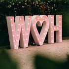 Light up initials 'W heart H'